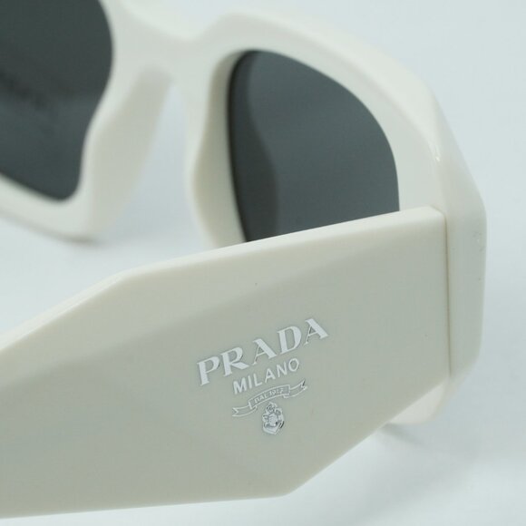Prada PR17WS 1425S0 Sunglasses Talc Rectangle Frame, Dark Grey Lenses - Picture 10 of 14